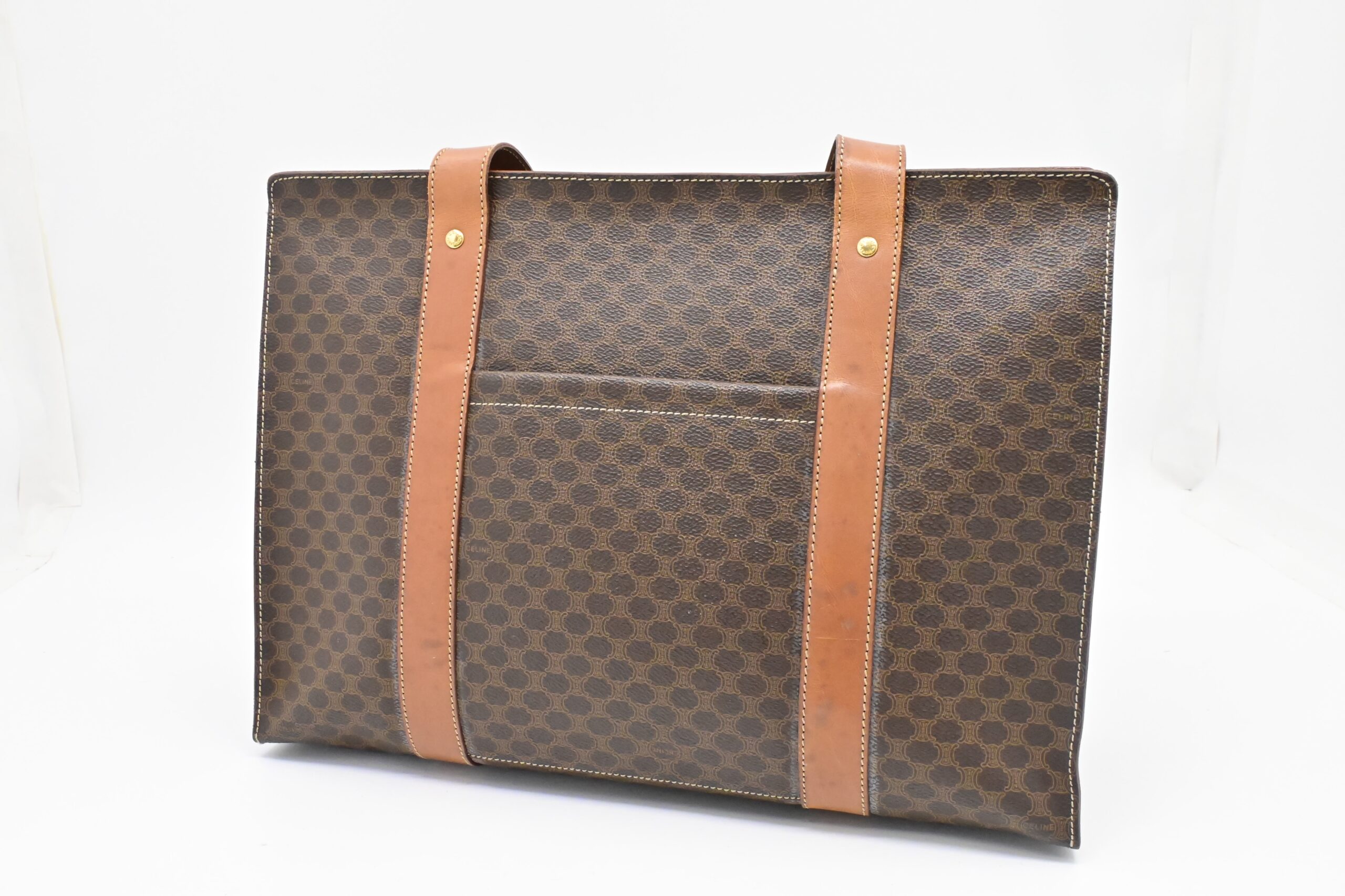 Celine Shoulder Bag in Brown Macadam Canvas
