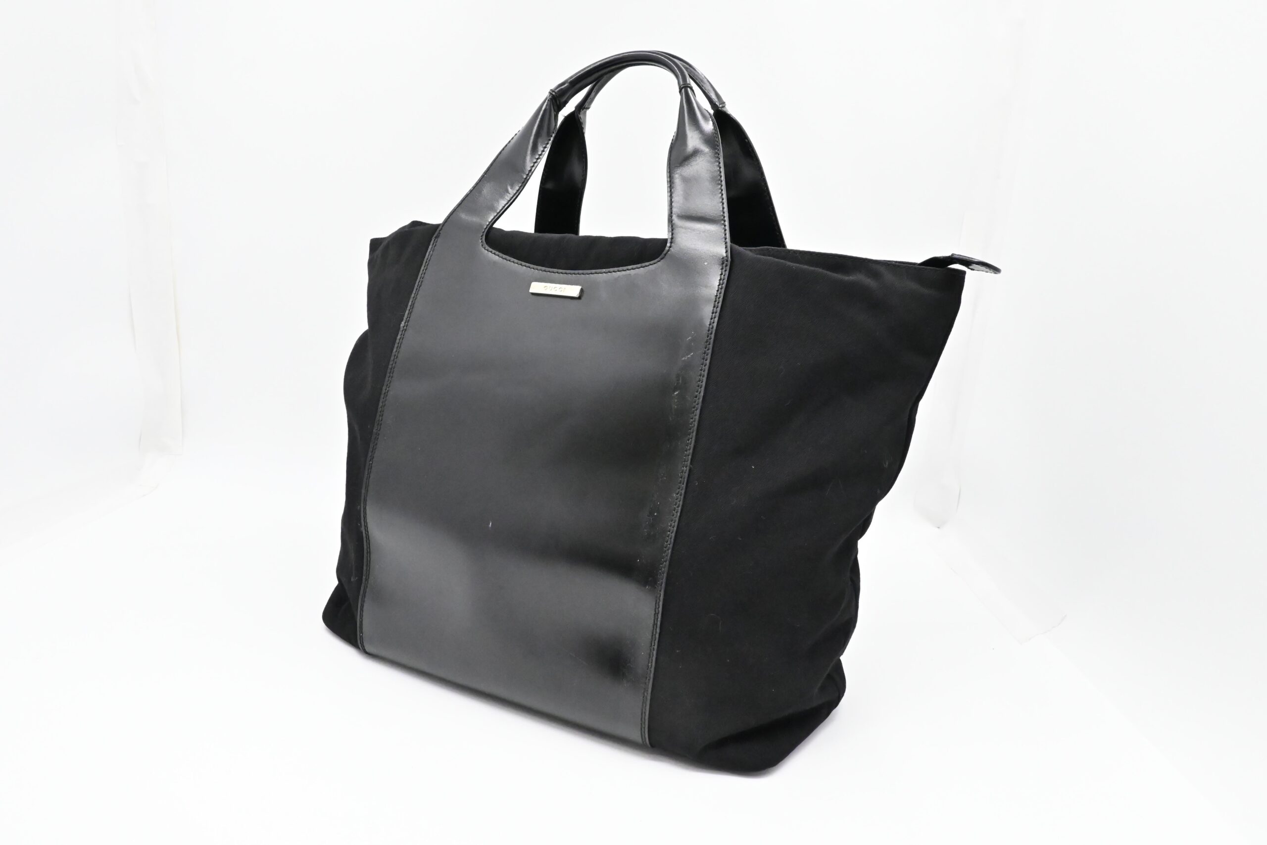 Gucci Tote Bag in Black Canvas & Leather