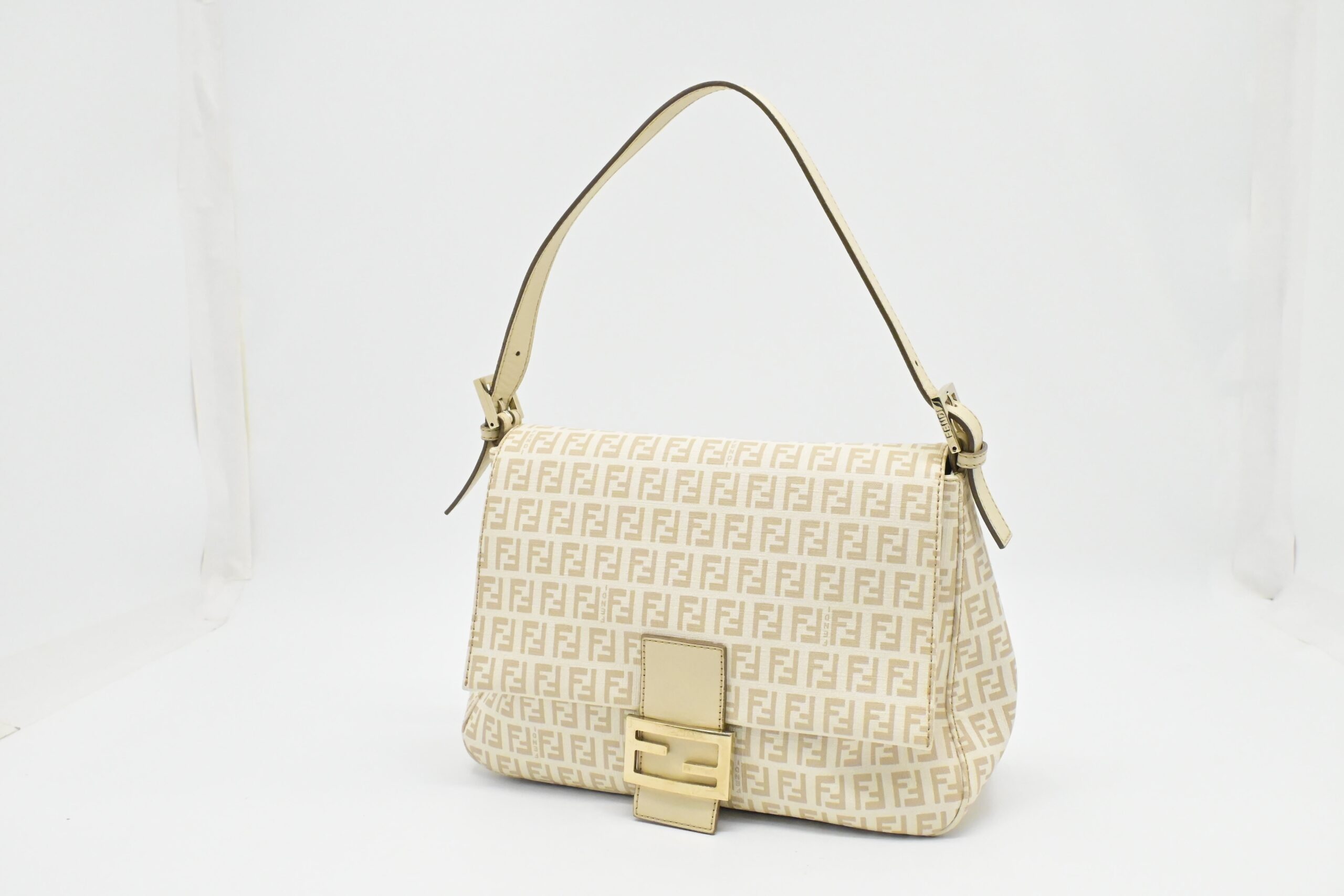 Fendi Mama Baguette in White Zucchino Coated Canvas