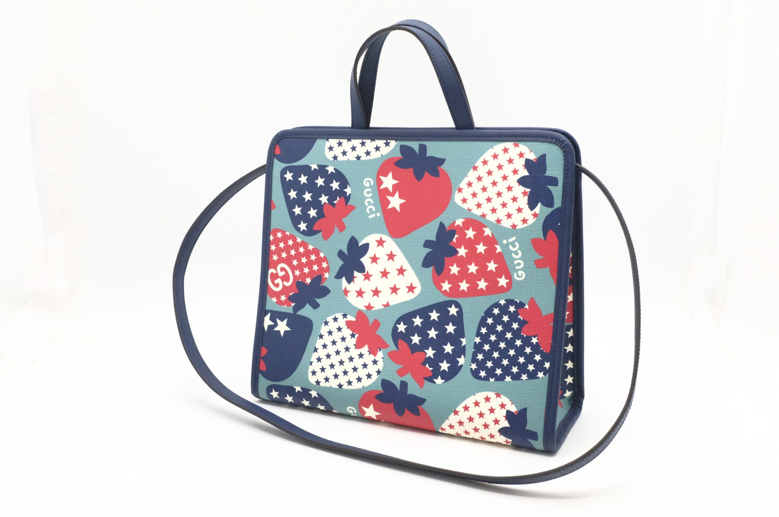 Gucci Children's Crossbody Tote in Strawberry Star Coated Canvas