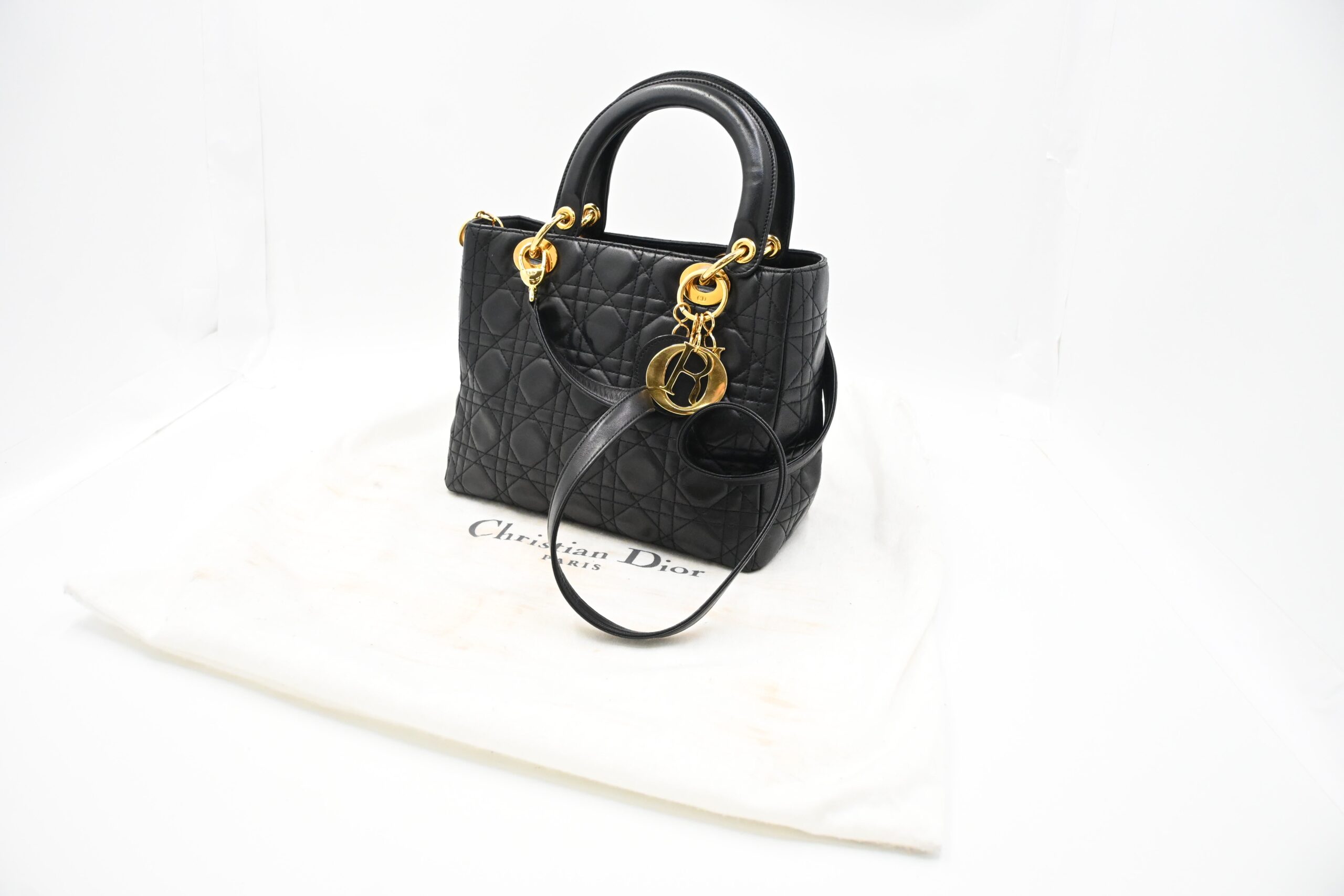 Dior Medium Lady Dior in Black Cannage Leather