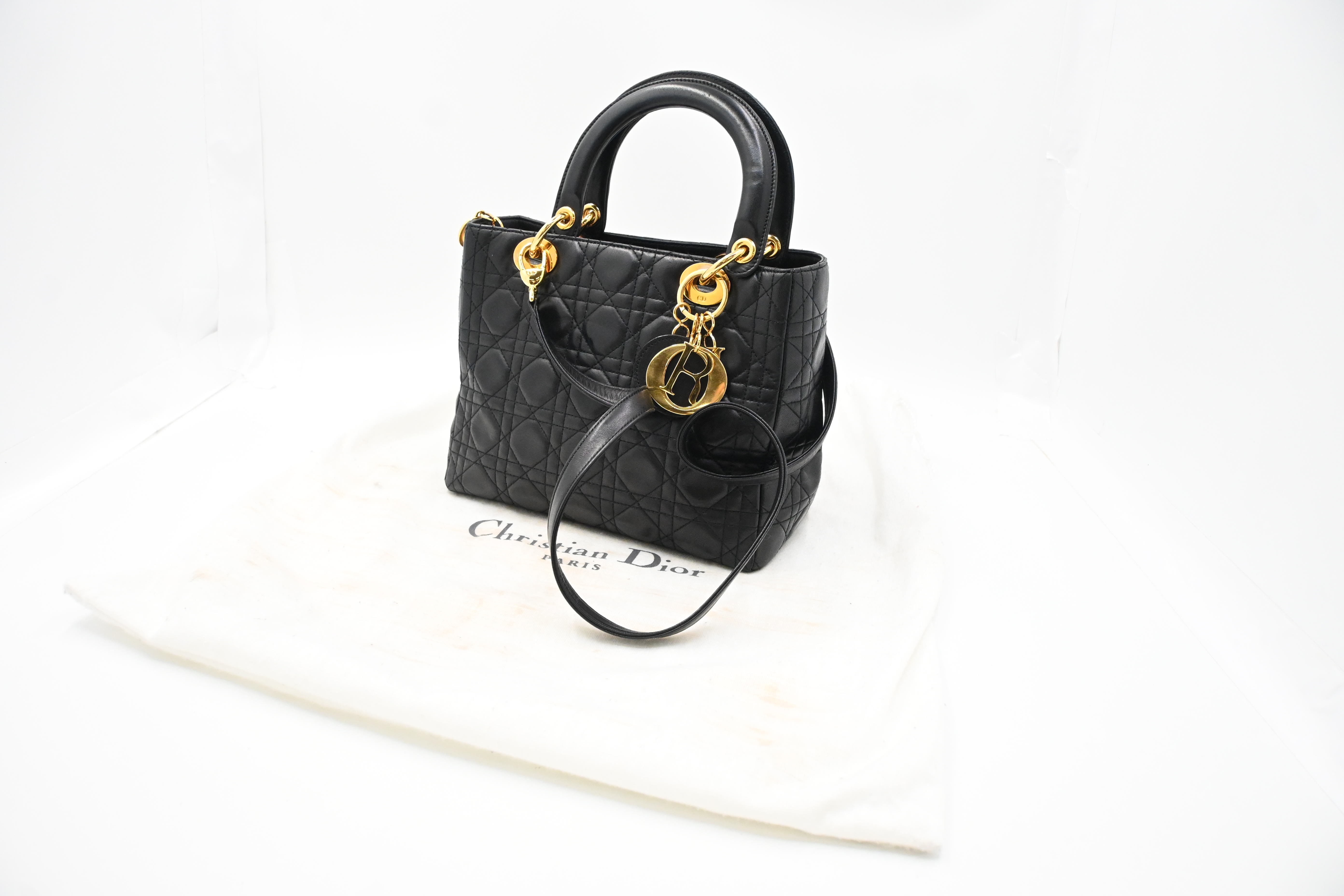Dior Medium Lady Dior in Black Cannage Leather